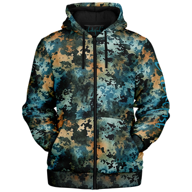 Chokefish™ Microfleece Zip-Up Hoodie Acid-Wash Colors-004B